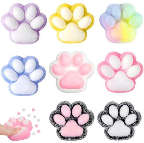 8 Piezas de Patas de Gato Taba Squishy, Squishy Suaves Antiestrés Fufu para Niños y Adultos, Juguete Kawaii para Apretar y Aliviar Ansiedad y Estrés