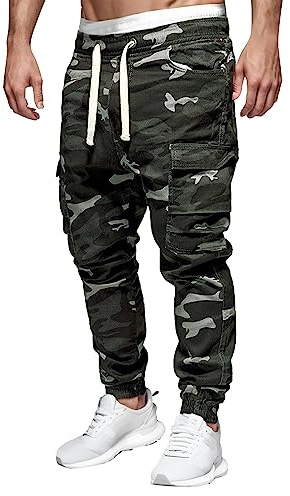 Generisch 2026 Herramientas de hombre sueltas M-4XL Pantalones vaqueros de moda de camuflaje bonitos pantalones pantalones hombre jogging hombre, Negro , 3XL