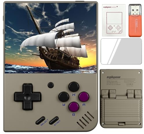 Consola De Juegos Portátil Miyoo Mini Plus, Pantalla De 3,5 Pulgadas 640*480 IPS 3000mAh, Consolas De Juegos Portátiles Recargables Portátiles-Grey||128G