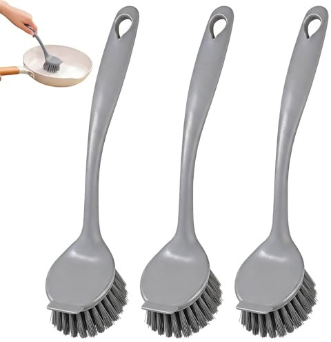 3 Pezzi Spazzola per Piatti, Spazzola Lavapiatti con Setole Dure, Spazzola Piatti Cucina per Pentole e Padelle, Design Ergonomico Antiscivolo, Lavabile in Lavastoviglie