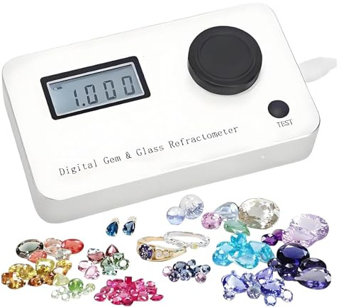 TozMvi Rifrattometro Digitale per Pietre Preziose, Tester Professionale per Gioielli con Display LCD, Indice di Rifrazione 1.300-3.000, Precisione ±0,005, Batteria da 700 mAh per Uso Portatile
