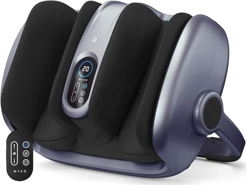 MIKO Shiatsu Foot Massager for Circulation & Pain Relief - Deep Tissue Kneading, Heat Therapy for Plantar Fasciitis, Neuropathy, Diabetics - Fits Up to Size 15 - Charcoal