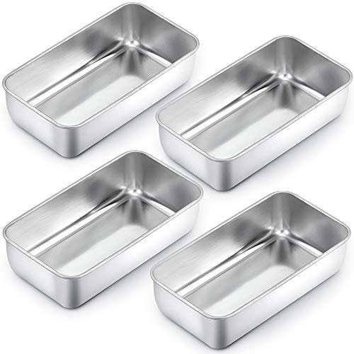 Homikit Brödform, rostfritt stål brödbakform kungskaka form set om 4, rektangulär brödform för bröd/kakor/rostat bröd, hälsosam, lätt att rengöra och diskmaskinssäker - 23,5 cm x 12,6 cm x 6 cm