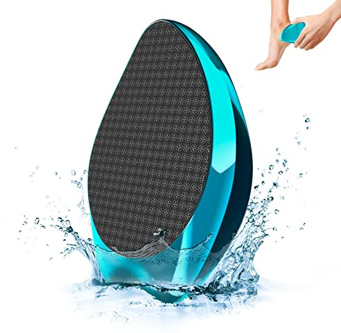 AnjoCare 2in1 Nano Glas Hornhautentferner,Hochwirksame Hornhaut Entfernung für Nass&Trocken Füsse,Professionelle Hornhautfeile hornhautraspel zur Fußpflege sicher&schnell Hornhautentfernung (Blau)