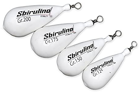 Sbirulino® Juego de 4 plomos de pera plastificados blancos con emerillón