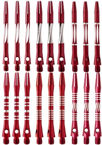 JpGdn 18 st/set dartaxlar i röd färg metalltillbehör harvstjälkar aluminium dartstång i aluminium med standard 2BA medium gängtillbehör (röd)