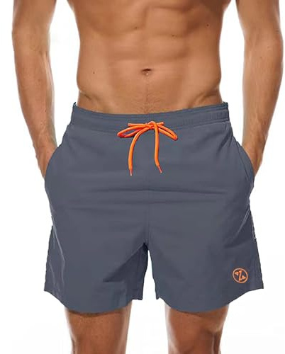 ZOXOZ Mens Swimming Shorts Board Shorts Waterproof Quick Dry Beach Shorts Swim Trunks Summer Casual Surf Shorts with Pockets Mesh Lining Grey S