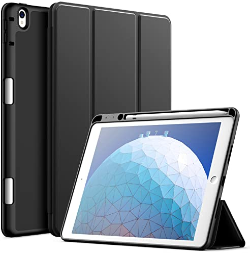 JETech Hülle für iPad Air 3 (10,5 Zoll 2019, 3. Generation) und iPad Pro 10,5 mit Stifthalter, Dünne Tablet Schutzhülle mit Weicher TPU Rückseite, Auto Wachen/Schlafen (Schwarz)
