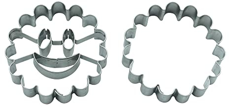 BekkiB Lot de 2 emporte-pièces ronds en acier inoxydable avec visage rieur pour spitzbuben, Hilda Rolls & Cookies – Passe au lave-vaisselle