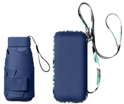 QUINTRA Mini-Reise-Sonnenschirm für Geldbörse mit Etui, Kleiner kompakter Regenschirm, leicht, tragbar, Winddicht, für Damen, Herren, Outdoor-Zubehör für unterwegs (I, one Size)