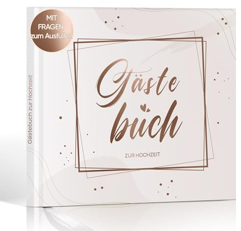 Hyggartn Gästebuch Hochzeit, 21 x 21 cm Gästebücher für Hochzeit, Gästebuch Hochzeit mit Fragen zum Ausfüllen, 112 Seite Hochzeitsgästebuch für unvergessliche Erinnerungen
