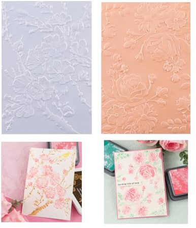 BAOFALI 2 st 3D-blommor präglingsmappar för korttillverkning, präglingsmall papperskort präglingsstencil för gör-det-själv-scrapbooking fotoalbum kort papper hantverk dekoration 16 cm L x 11,5 cm B