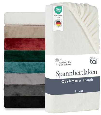 Blumtal Spannbettlaken Cashmere Touch 140x200 cm Plüsch - Oeko-TEX zert. Spannbettlaken weich 140x200cm - Spannbettlaken 140x200cm warm aus Mikrofaser - Plüsch Bettlaken Ivory - Weiß