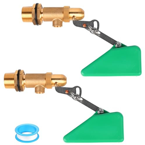 Messing Schwimmerventil 3/4 Zoll, Wasserschwimmer Kugelventil mit verstellbarem Arm und Filter für Brunnen, Wassertrog, Wassertank, Pool, Teich, Aquarium, 2er-Pack