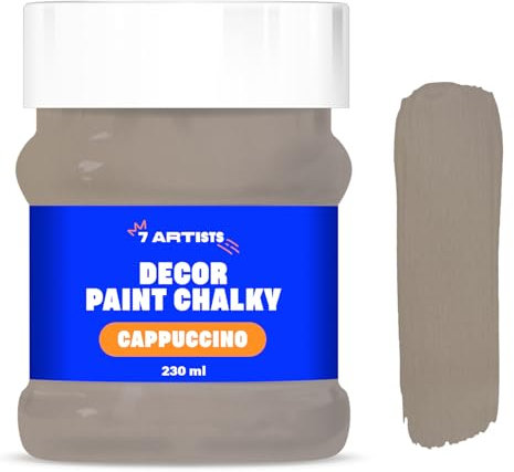 7 Artists Cappuccino Chalk Paint 230 ml | Chalky Paint for Wooden Furniture & Crafts