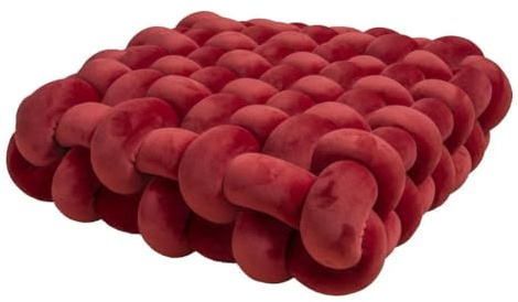 1 coussin carré noué oreiller esthétique nordique chaise de bureau oreiller décoratif en peluche dormeuse nœud dos fait main coussin vin rouge - 30 x 33 x 12 cm