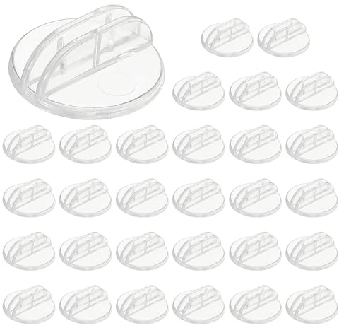 PATIKIL Soportes de Tarjetas de Plástico de 0.98, 60 Pcs de Porta Tarjetas de Lugar Diseño Triangular Moderno para Números de Mesa para Juegos de Mesa, Fotos, Notas, Transparente