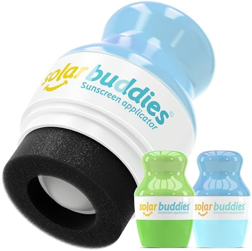 Solar Buddies Solkrämsapplikator – Påfyllningsbar Roll-On med Svamp för Solkräm & Lotion för Barn, Vuxna & Familj – Rymmer 100 ml (Full Green Full Blue)