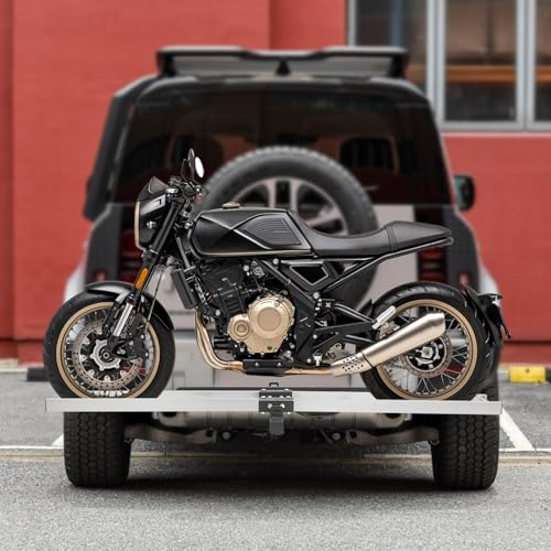 Portabiciclette in alluminio resistente da 204,1 kg – Trasportatore di traino durevole per moto da cross con cinghie di fissaggio e tenditore – Soluzione di trasporto definitiva