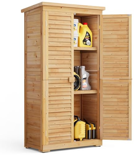 Blishom Gartenschrank Geräteschuppen Holz Werkzeugschrank Outdoor-Schrank Gartenbox 160 x 87 x 47 cm Gartenhaus für den Außenbereich, Gerätehaus für Hof und Garten (Holz)
