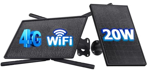 SHIWOJIA Router 4G LTE Solar de 20W, Extensor de WiFi Exterior, Repetidor de Señal con SIM, Alcance de WiFi 50M, Resistente al Agua IP66, Autonomía Prolongada 24/7, Batería de 20100mAh