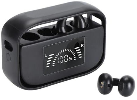 SENECESLI Offene Ohrclip für Kopfhörer, High Definition Sound 4 Stunden Spieltime IPX5 Water of LED Display Ladungskoffer Wireless Open Ohr -Kopfhörer Zum Ausführen von Fitness (Black)