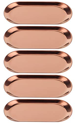 Genérico Bandeja De Almacenamiento De Acero Inoxidable, Orizador De Toallas Ovalado, Almacenamiento De Escritorio Multiusos, Orización De Tocador De Baño (Small (Rose Gold Borderless))