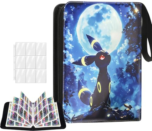 TATAFUN Raccoglitore per carte a 9 tasche, capacità 900 tasche con 50 maniche bifacciali, in pelle PU impermeabile, raccoglitore per carte collezionabili a 3 anelli per carte da calcio TCG, album da