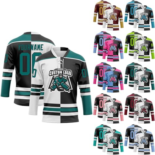 Generico Maglie da Hockey Personalizzate,Maglie da Hockey Vergini Personalizzabili con Squadra/Numero/Nome Personale,Maglie da Hockey Personalizzate per Uomo, Donna, Adolescente e Bambino (Stile 34)