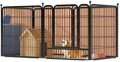 SOONHUA Portable Dog Playpen with Safety Lock, Spacious Pet Fence for Small/Medium Dogs, Indoor Outdoor Exercise Pen for Garden, Camping, Home Use