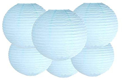 Matissa 10(25CM) Pack of 6 Paper Lantern Wedding Party Decoration Craft Lamp Shade (Light Blue)