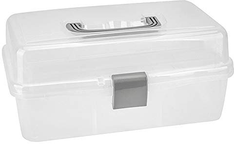 Nähwelt Flach Aufbewahrungsbox Nähbox Kleinigkeitenbox: aus Kunststoff mit Deckel und Klickverschluss, hält Ordnung im Büro, Haushalt und Hobbybereich