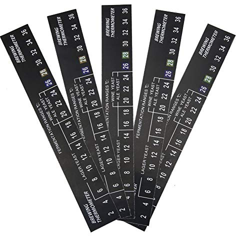 Etiquetas engomadas del termómetro de la cerveza LCD Pantalla digital Termómetro 5 piezas Botella de vino tinto de cerveza Sensor de temperatura Pegatinas para restaurante Hotel Bodega Bodega Bodega