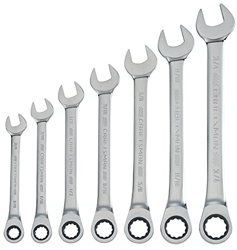 CRAFTSMAN 7-Piece Combination Ratcheting Wrench Set, 12-Point Standard SAE (CMMT87020)