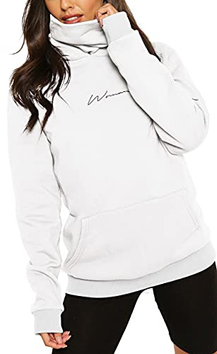 TrendiMax Dam Huvtröja med Hög Hals Tröjor Enfärgad Höst Vinter Sporttröja Hoodie Pullover Hoodie Avslappnade