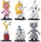 cake topper Figure, 6 PcsMini Figures, Cake Toppers, Carton Man Figurine Doll Action Figures,Birthday Party Cake Decoration,For Fans Gift (With Base)