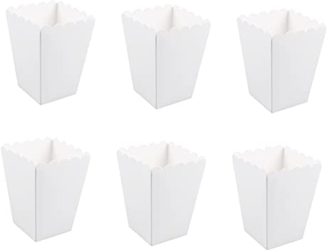 Abaodam 50pcs Paper Popcorn Box for Wedding Candy Food Bag Favors Birthday Party Decoration Supplies Cardboard Popcorn Tub for Party Bag Fillers