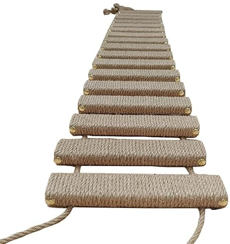 AiQima Repstege,Kattstege Broväkattbur Sisal Rep Katt Klätterstativ Husdjursmöbler Katt Steg Skrapstolpe Kattungeleksaker Kattträdtorn Med Hängmatta/100Cm Full Sisal Ladder