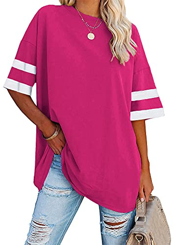 Ebifin Maglietta da Donna Oversize Casual Scollo Rotondo Maniche Corte Estiva