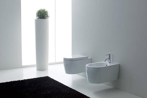 Nero Ceramica Genesi Vaso e Bidet Sospesi Bianco Lucido