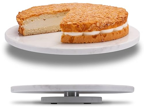Fino Casa Plato giratorio de mármol redondo para tartas, plato para salchichas, queso, plato de mármol, plato para servir, plato giratorio blanco, soporte para tartas, bandeja decorativa, decoración