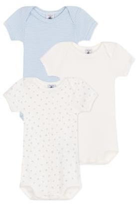 Petit Bateau Baby A0CX9 Us Short Sleeve Bodysuits, Variant 1, 3 Months (Pack of 3)