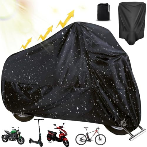 Liekadijiae Bâche Moto Noire, Housse de Protection pour Moto Imperméable, Housses de Moto Exterieur Interieur avec 2 Trous de Serrure, Housses de Protection pour Cyclomoteurs Scooters Vélos Scooters
