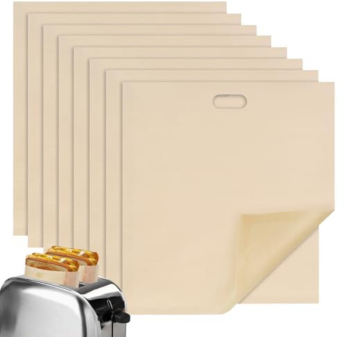 Ancable - Bolsas de tostadas reutilizables antiadherentes para tostadora, 8 unidades, bolsas reutilizables de primera calidad para tostadora de queso a la parrilla, sándwiches, pizza, panini