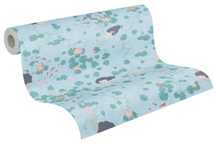 A.S. Création Lilly & Luis papel pintado no tejido con motivo para niños en azul, multicolor, verde – papel pintado sirena 10,05 x 0,53 m – 771461