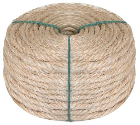 SDLDEER Sisal Rope for Cat Scratcher, 50m Cat Scratching Rope 6mm Diameter Sisal Rope for Scratcher Post for Gardening Bundling, Craft Decoration, and Home Decoration
