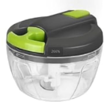 Xiqiggi 520 ml Picadora Manual con Cuerda, Trituradora de Alimentos con 3 Cuchillas de Acero Inoxidable, Picador de Verduras, Cortador Cebolla, Triturador de Alimentos, Mini Corta Picador