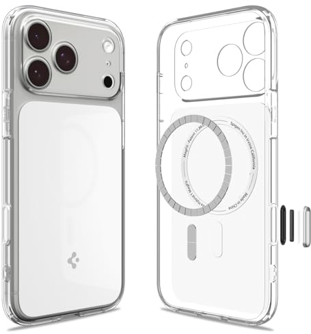 Spigen Ultra Hybrid T MagFit Case for iPhone 17 Pro, MagSafe Compatible Clear Phone Cover [Anti-Yellowing] [Military-Grade Drop Protection] - Glossy White
