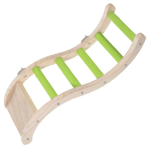KOMBIUDA Escalera para Jaula de Loro de Madera Resistente a Mordeduras, Juguete de Escalada para Periquitos y Cacatúas, Accesorio Colgante Verde para Jaulas, Actividad Física