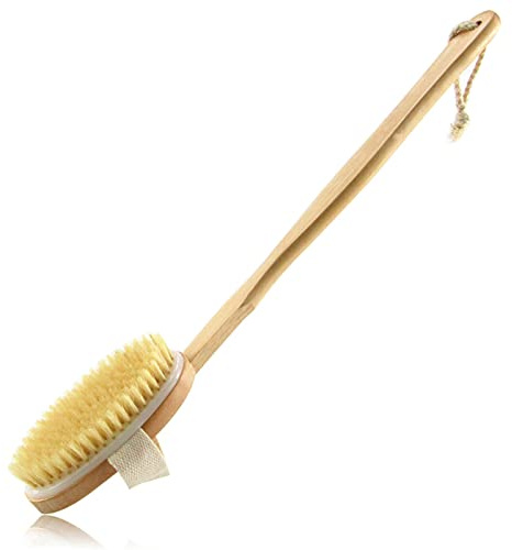 Bath Body Brush Back Scrubber with Comfy Bristle Long Handle Gentle Massager for Wet or Dry Brushing Shower